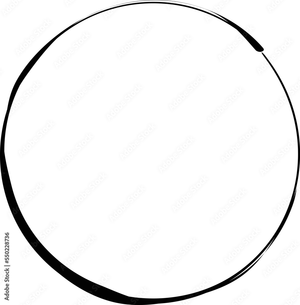 筆書きの円形フレーム　ブラック