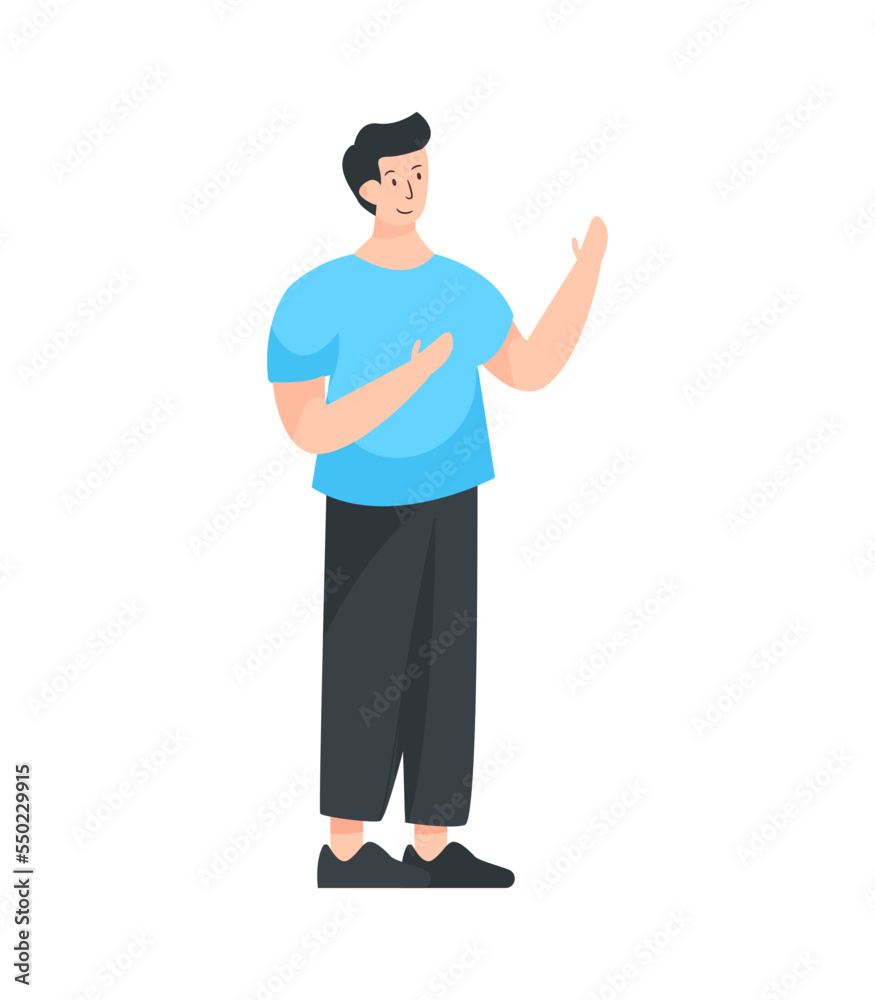 A flat illustration of talking person 