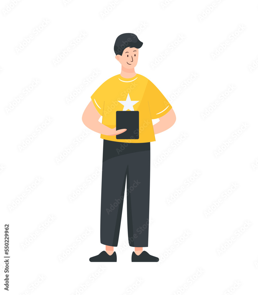 An editable flat illustration of online working 