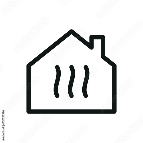 House with heat waves isolated icon, home heating system with waves vector icon with editable stroke