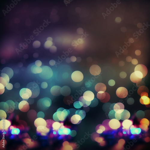 Abstract lights with bokeh defocused background. Valentines Day  Party  Christmas background. 2d illustration