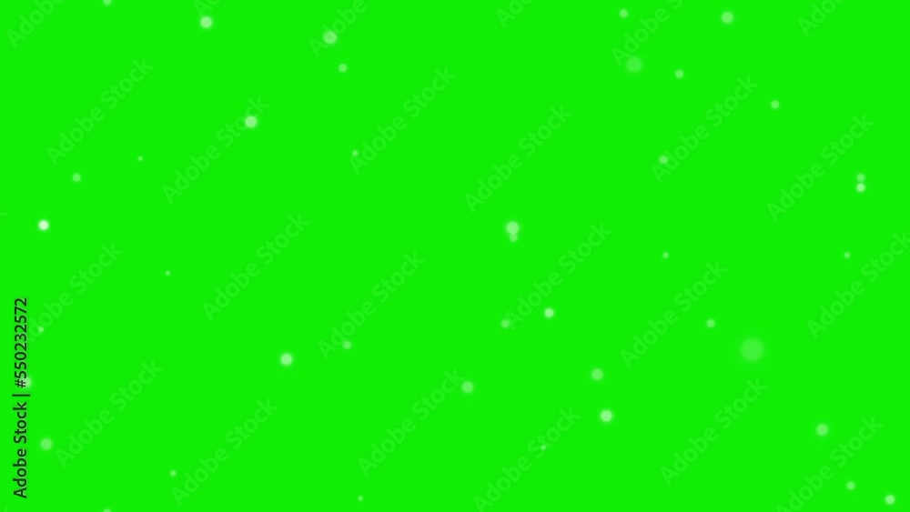 4K seamless animation of falling snow (green background for chroma key use)