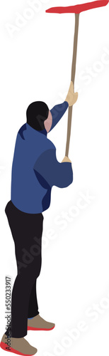 male person in charge of window washing