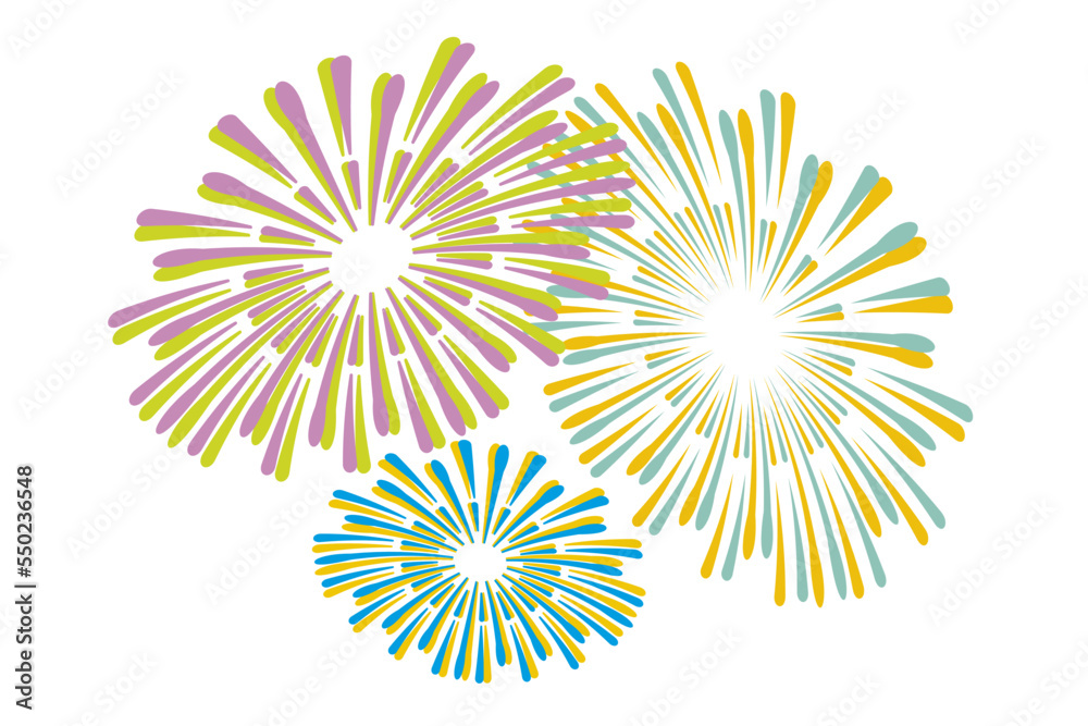 Obraz premium Fireworks on a white background, can be used for celebrations and New Year events. Vector graphic.