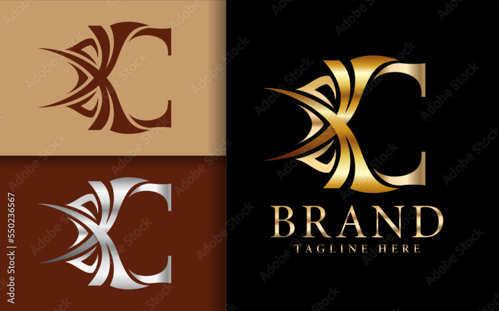 Abstract Luxury Letter C Logo Design with Shinny Metallic Look Style Concept. Abstract Luxury Letter C Logo Design with Shinny Metallic Look Style Concept.