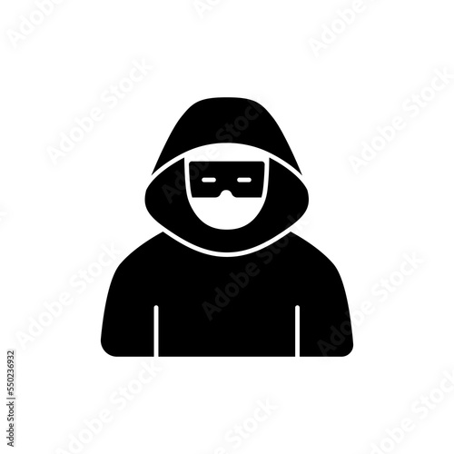 Anonymous person sign with hidden, covered and masked face.  mysterious strange man, Unknown character. Vector illustration, simple icon.
