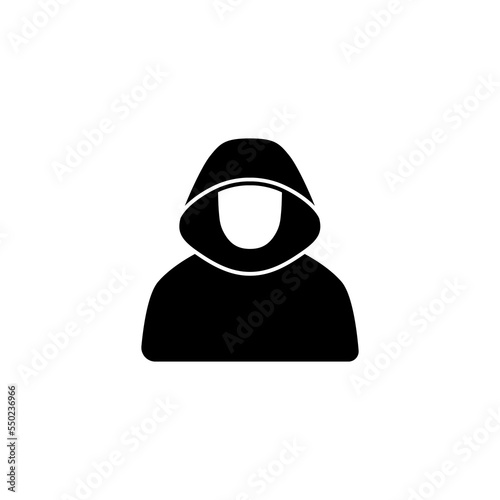 Anonymous person sign with hidden, covered and masked face.  mysterious strange man, Unknown character. Vector illustration, simple icon.