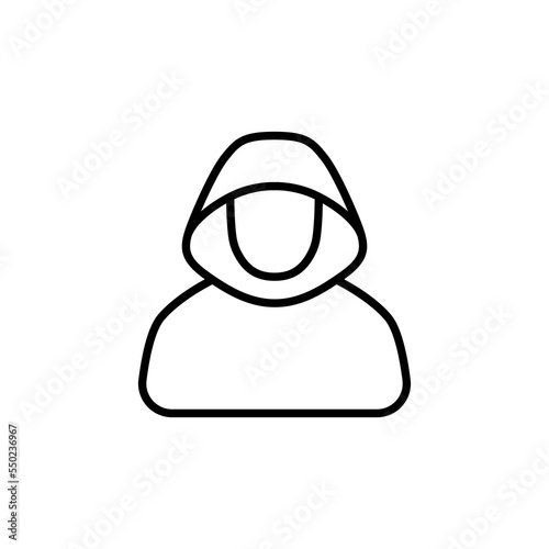 Anonymous person sign with hidden, covered and masked face.  mysterious strange man, Unknown character. Vector illustration, simple icon.