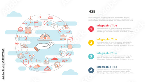 hse health safety environment concept for infographic template banner with four point list information