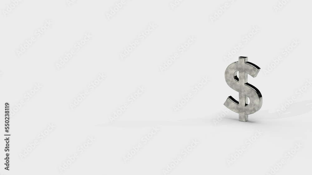 Silver 3d dollar render minimalistic simple symbol design isolated on white background. Forex Trading concept. Currency 3D rendering Illustration. Copy space Silver 3d dollar render minimalistic simple symbol design isolated on white background. Forex Trading concept. Currency 3D rendering Illustration. Copy space