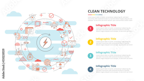 clean technology concept for infographic template banner with four point list information