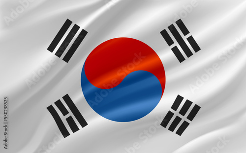 Waving flag of Korea republic. 3d vector banner 