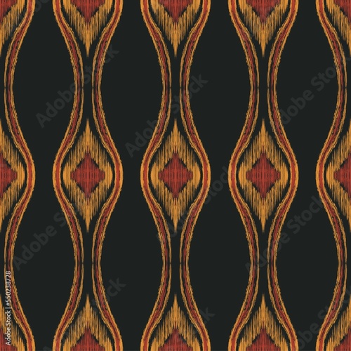 Ethnic abstract ikat art. Seamless pattern in tribal, folk embroidery, and Mexican style. Aztec geometric art ornament print.Design for carpet, wallpaper, clothing, wrapping, fabric, cover, textile
