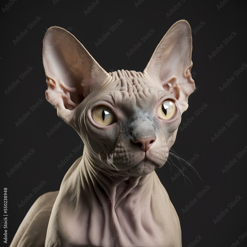 Sphynx Cat Face Close Up Portrait - AI illustration 03
