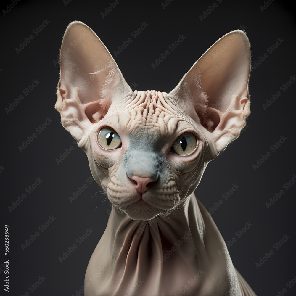 Sphynx Cat Face Close Up Portrait - AI illustration 04