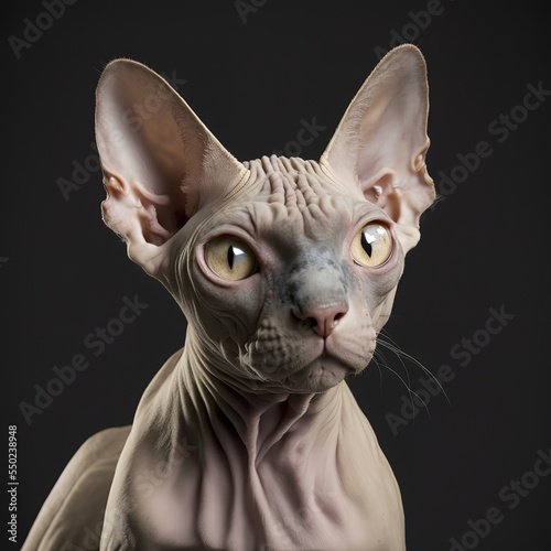 Sphynx Cat Face Close Up Portrait - AI illustration 03 © Devilal