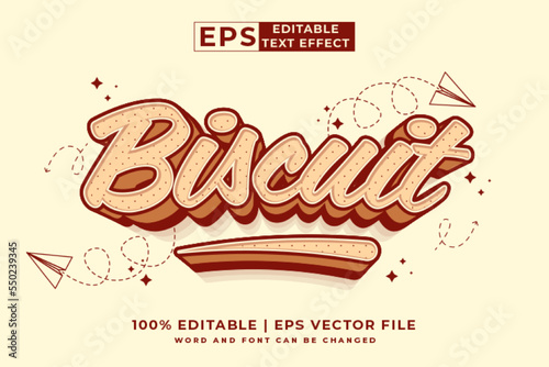 Editable text effect biscuit 3d Cartoon cute style premium vector