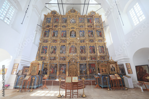 Print op canvas interior of the church iconostasis icons objects of worship altar religion cruci