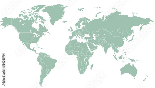 World map. Silhouette map. Color vector modern map.	