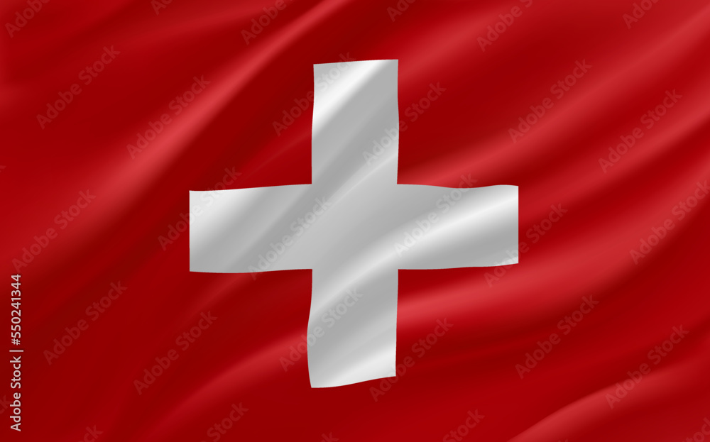 Waving flag of Switzerland. 3d vector banner Waving flag of Switzerland. 3d vector banner