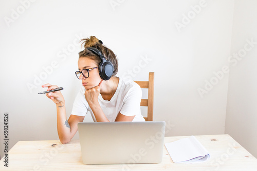 Bored person working from home procrastinating