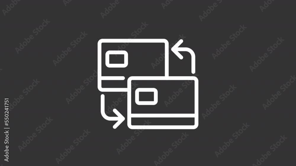 Animated transfer white line icon. Wireless payment. Financial transaction. Seamless loop HD video with alpha channel on transparent background. Motion graphic design for night mode Animated transfer white line icon. Wireless payment. Financial transaction. Seamless loop HD video with alpha channel on transparent background. Motion graphic design for night mode