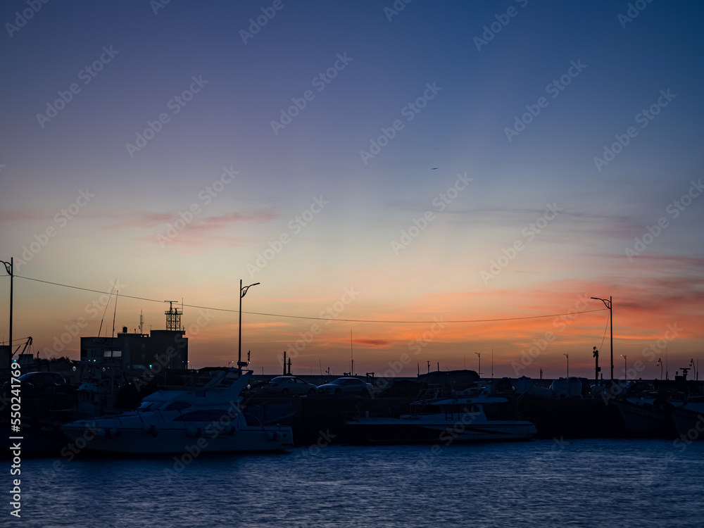 Hsinchu fishing port under sunset