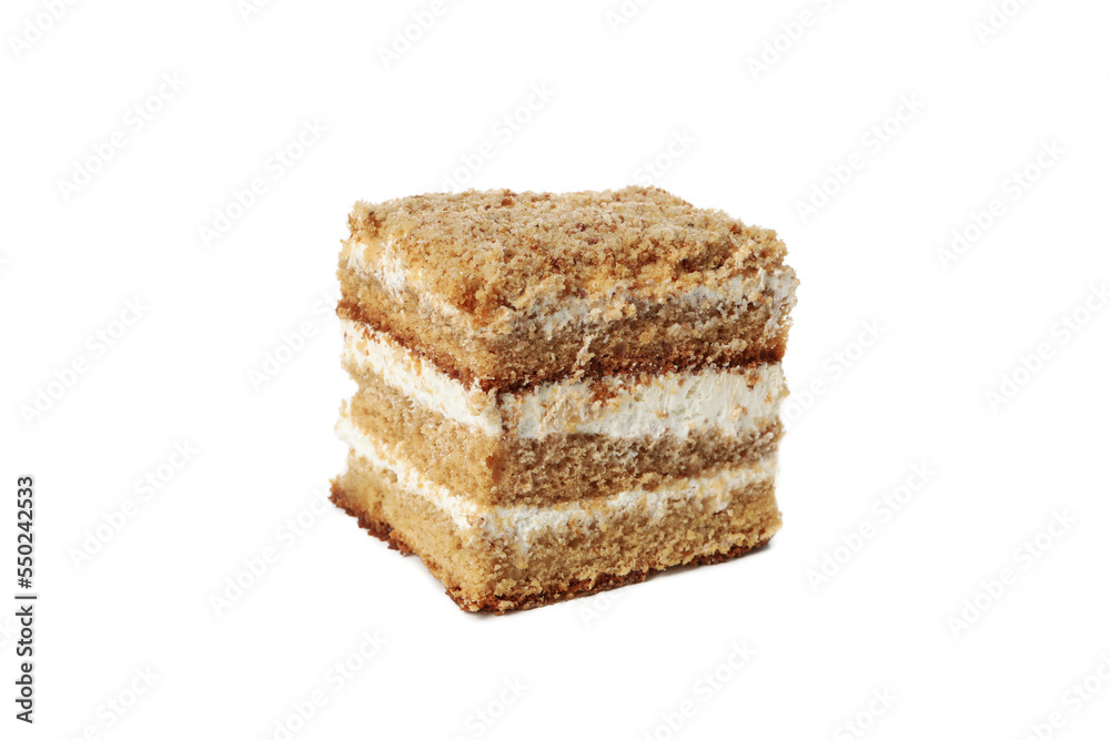 Concept of sweets, honey cake, isolated on white background Concept of sweets, honey cake, isolated on white background