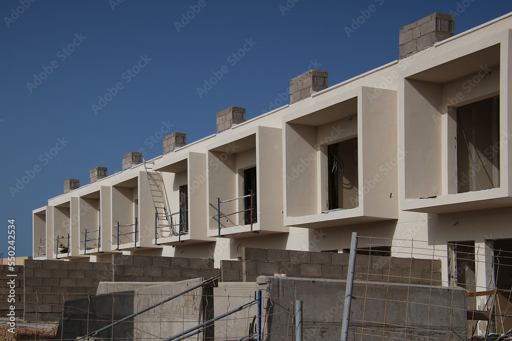 Construction site of terraced house development (Tenerife, Spain)