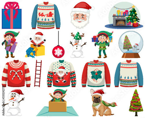 Christmas characters and elements set