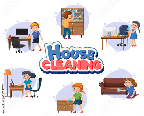 Kids cleaning at home set