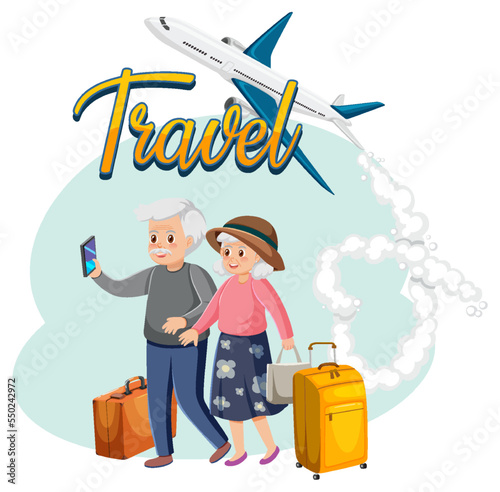 Elderly couple travelers vector