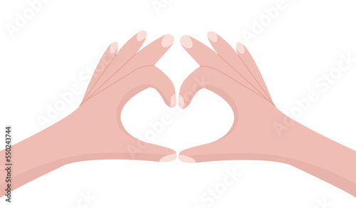 Illustration of hands in heart shape, self-care concept. Self-love inspirational cartoon illustration.