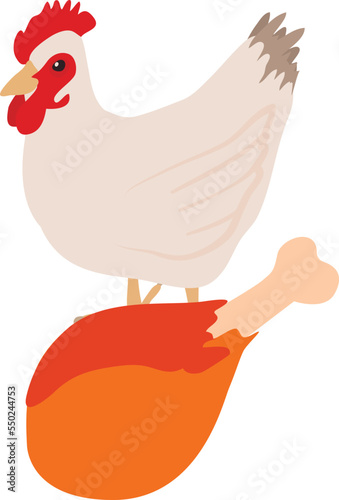 Chicken meat icon isometric vector. Fried bird leg on background of chicken icon. Food, meat theme