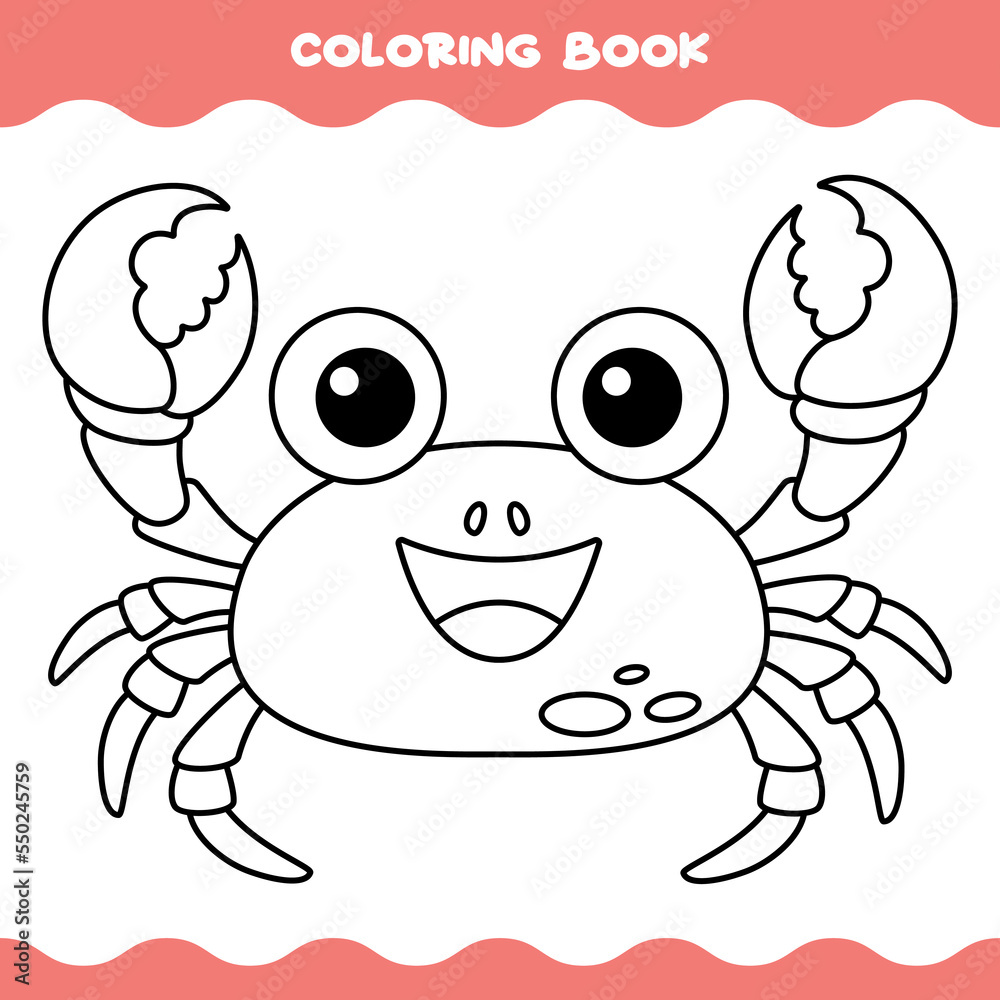 Coloring Page With Cartoon Crab Coloring Page With Cartoon Crab