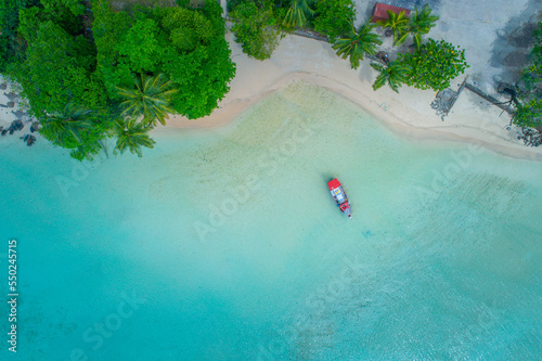 Drone View Of Calm Secluded Beach On Seychelles Island