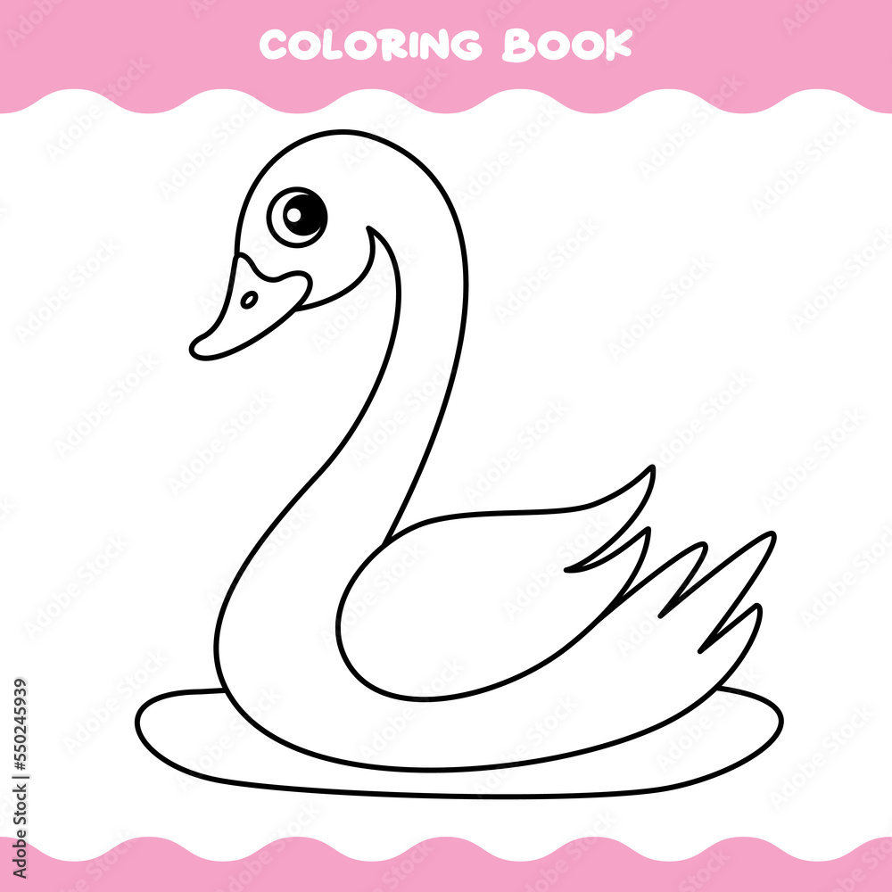 Coloring Page With Cartoon Swan Coloring Page With Cartoon Swan