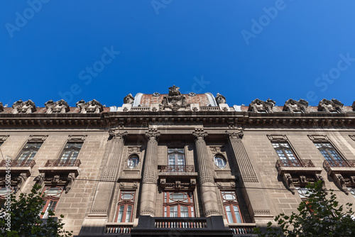 Historical building on Strada Ion Ghica 4 famously known as Bucharest Stock Exchange Palace features an eclectic style with neoclassical influences. Bucharest, Romania photo