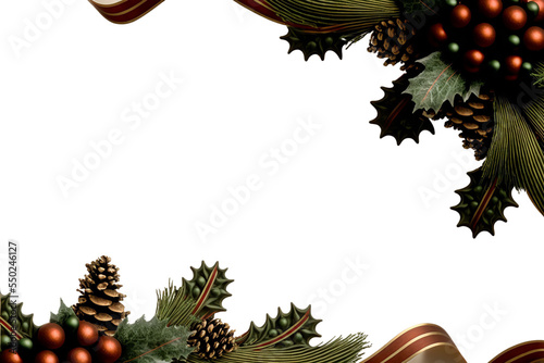 Christmas frame with fir branches on transparent background 