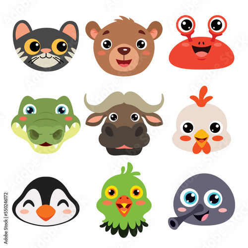 Set Of Cartoon Animal Heads