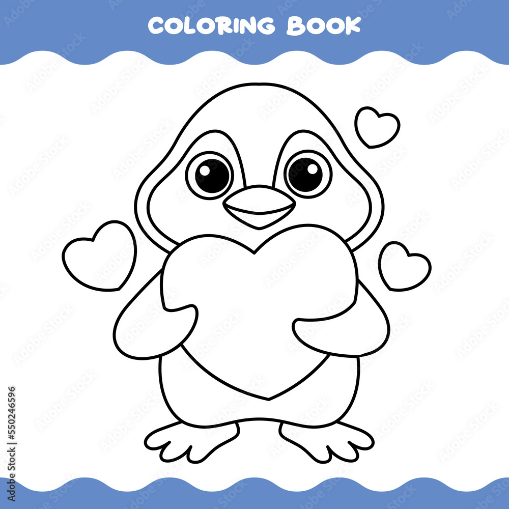 Coloring Page With Cartoon Penguin