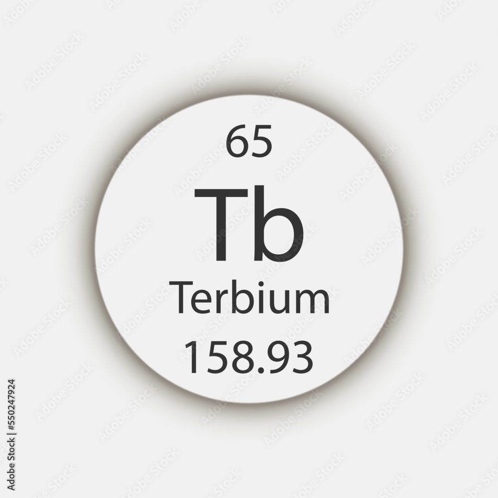 Terbium symbol. Chemical element of the periodic table. Vector illustration. Terbium symbol. Chemical element of the periodic table. Vector illustration.