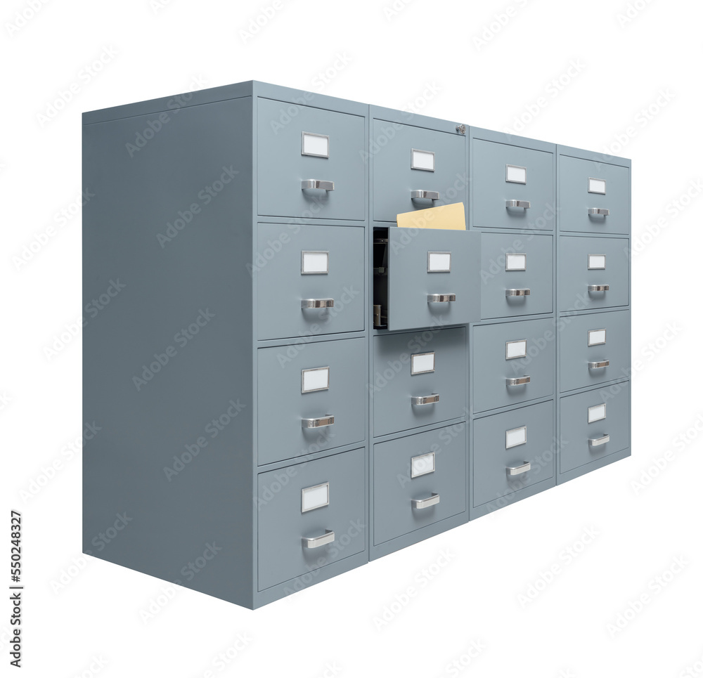 PNG file no background Filing cabinet with open drawer Stock Photo