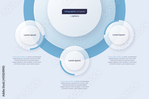 Three option circle infographic design template. Vector illustration