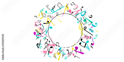 カラフルメロディー音楽、音符の背景イラストベクター素材