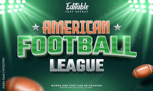 American football 3d editable text style effect photo