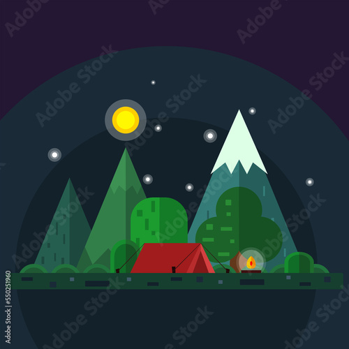 Flat Design Night Land