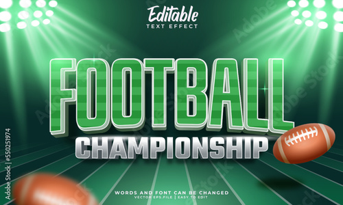 American football 3d editable text style effect