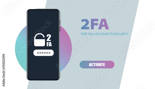 2FA authentication. Sending a secret code to a smartphone. One-time password to log in