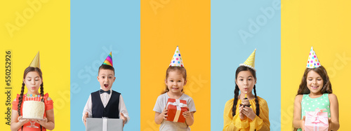Collage of happy children c...